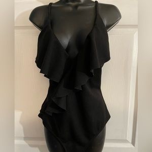 Cupshe Black Ruffled One Piece Swimsuit
